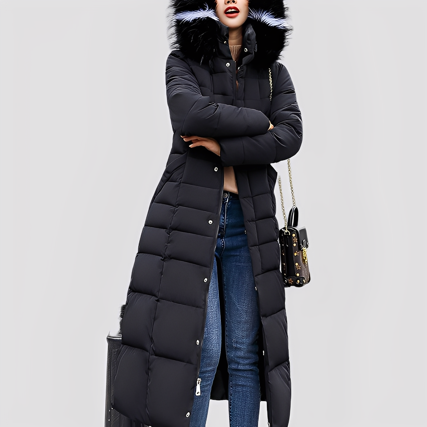 Mollie - Moderne, vatteret lang frakke til damer