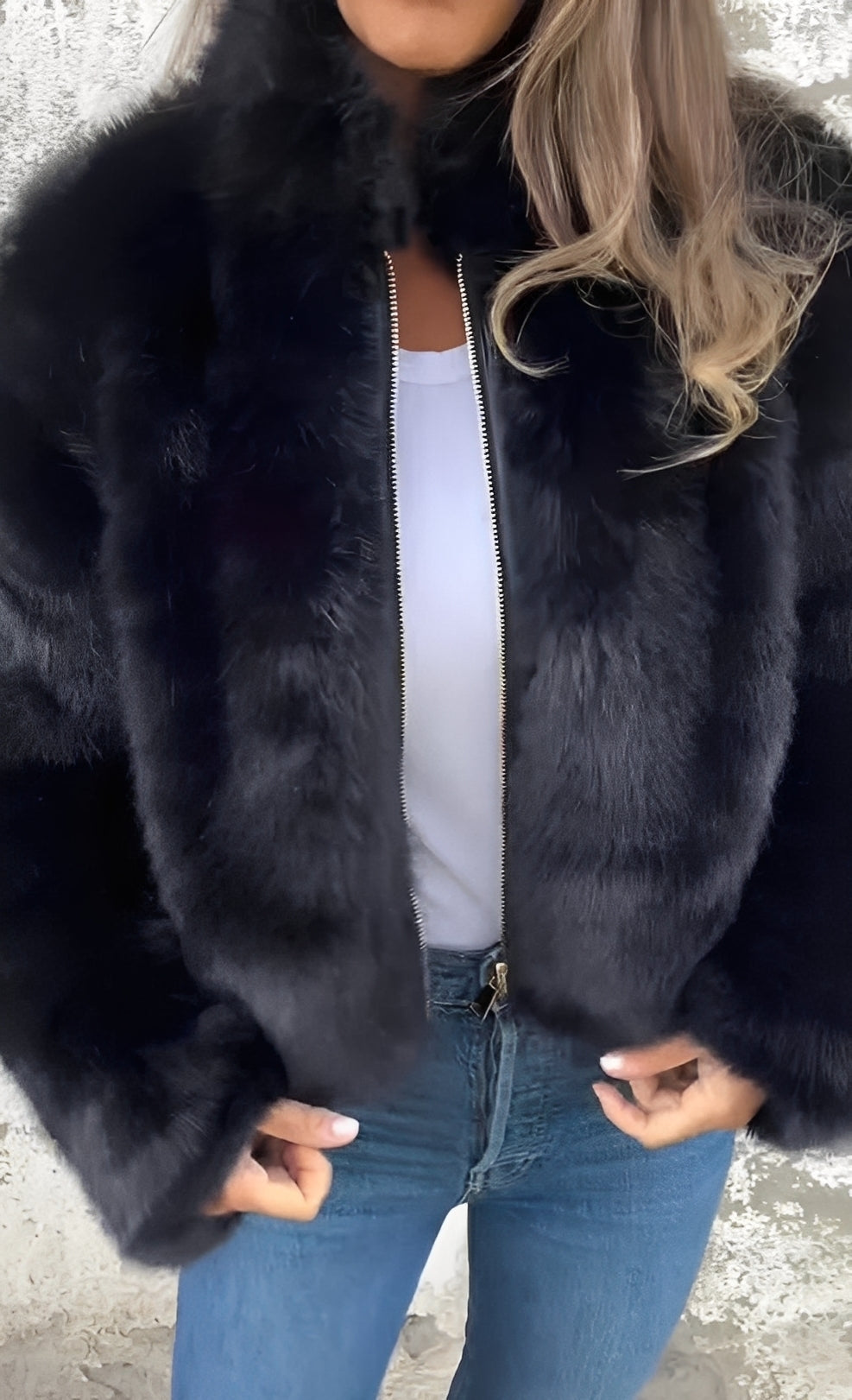 Amanda - Moderne plyssfrakke til damer