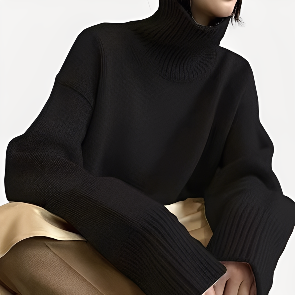 Amilia - Elegant, løst siddende rullekravepullover til damer