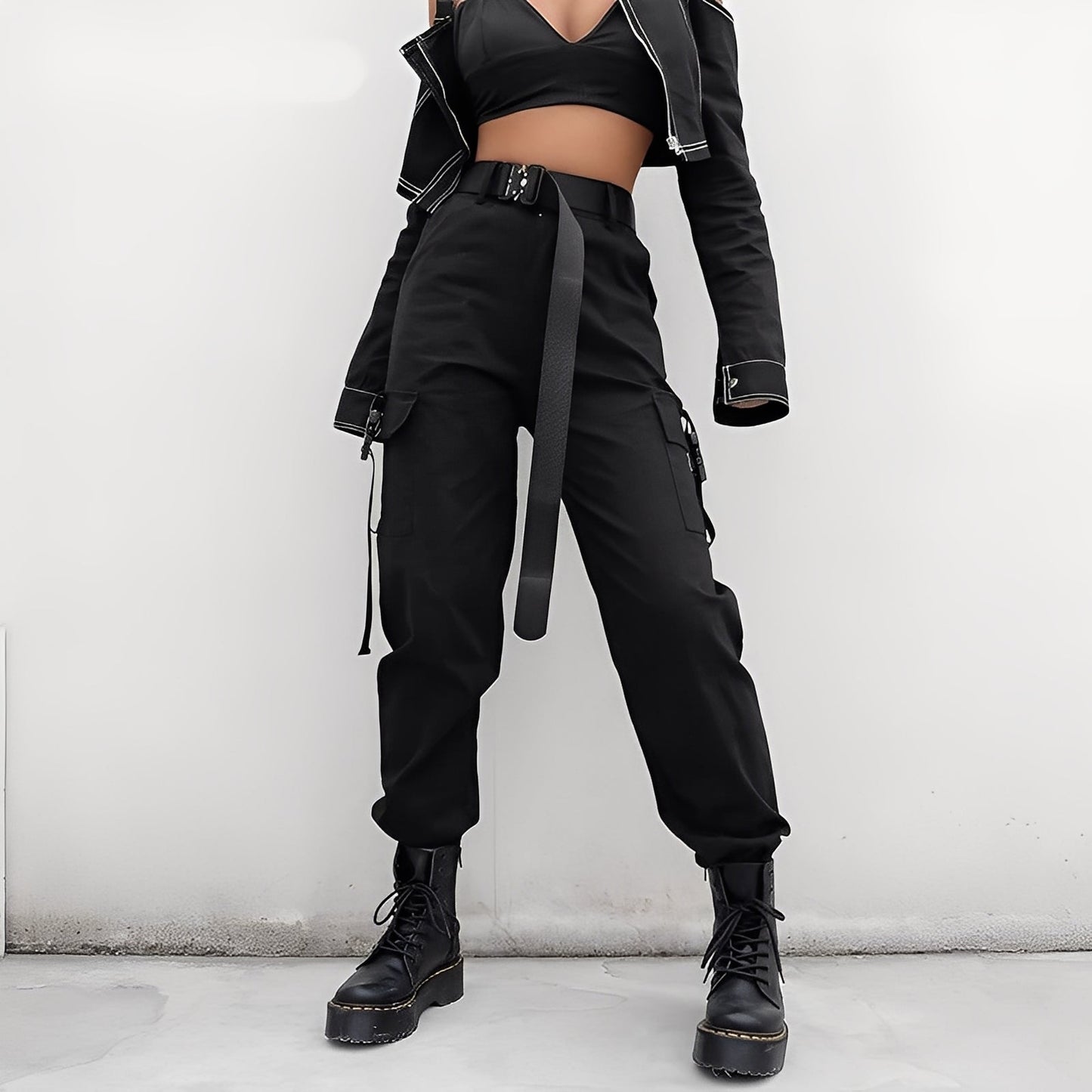 Clotilde - Cargo bukser med høj elastisk talje til kvinder