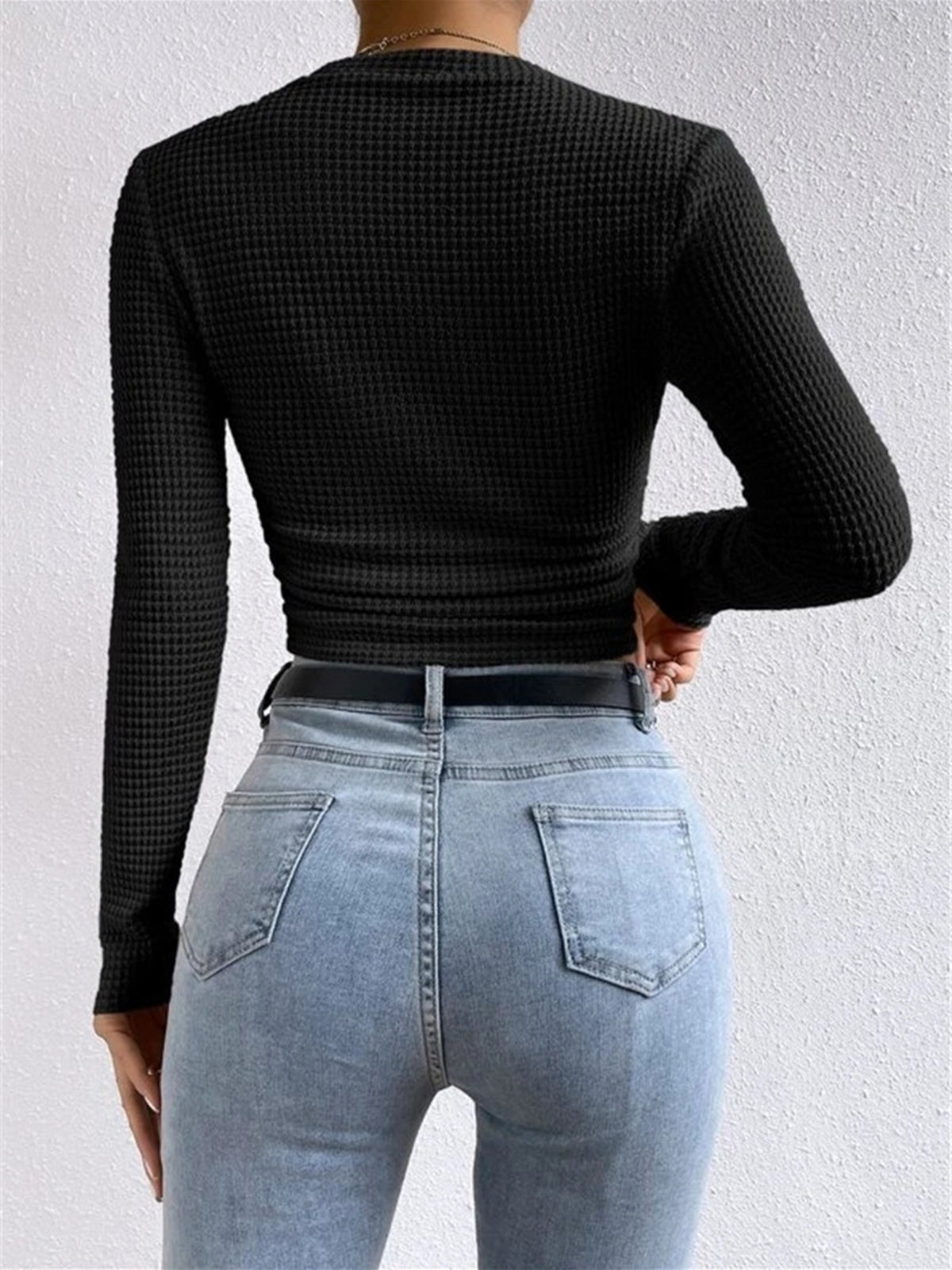 Tessa – Waffelstrik Slim-Pullover
