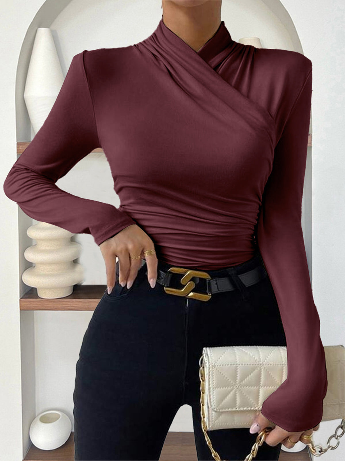 Isabelle – Cross-Over Krave Foldet Snoret Sweater