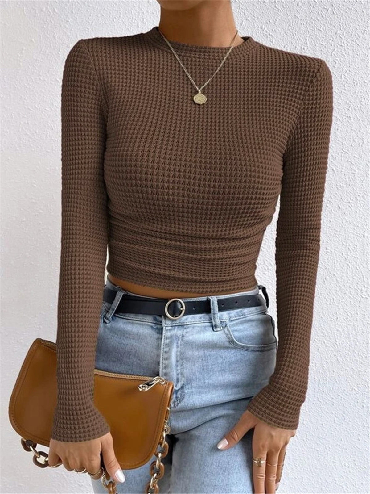 Tessa – Waffelstrik Slim-Pullover