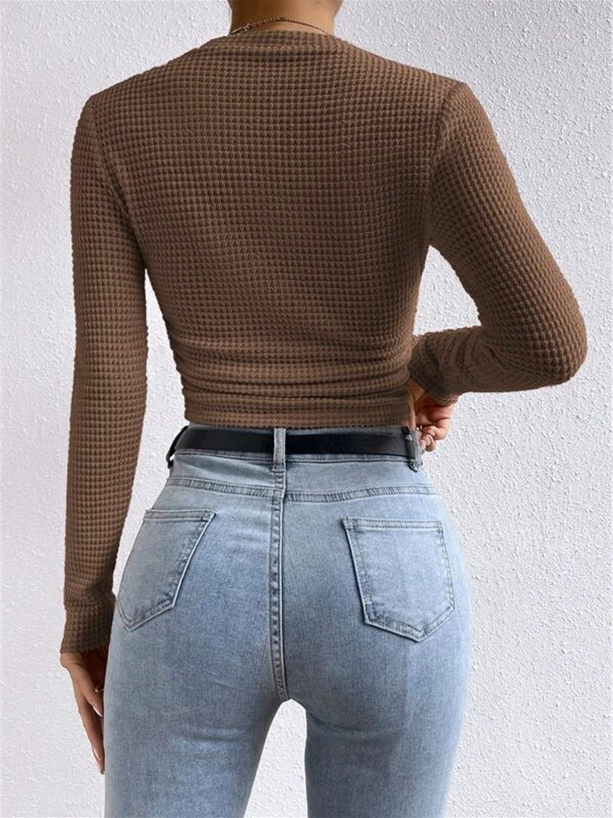 Tessa – Waffelstrik Slim-Pullover