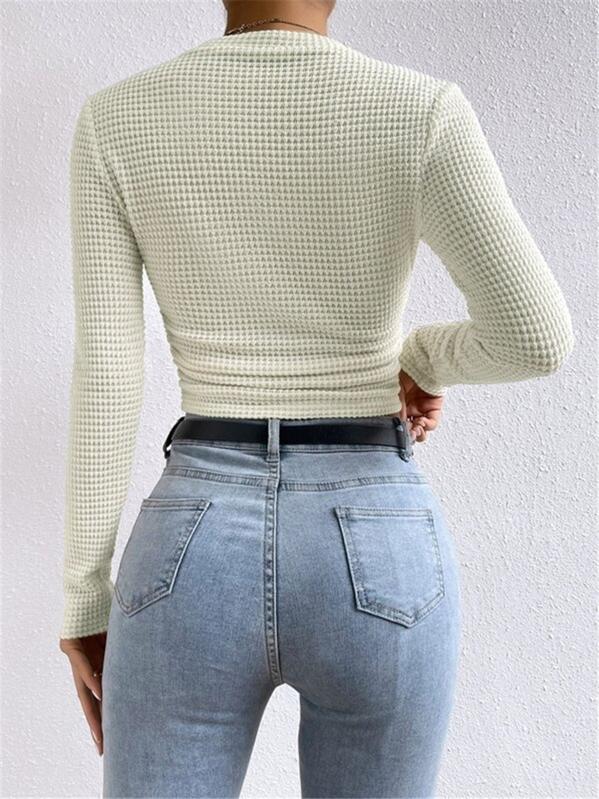 Tessa – Waffelstrik Slim-Pullover