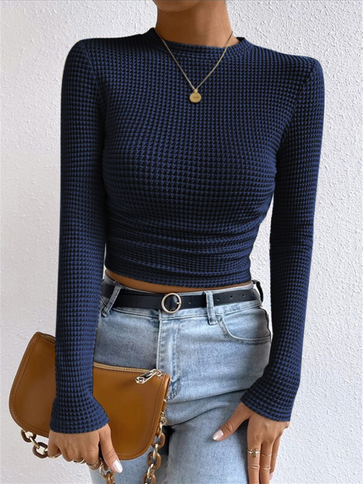 Tessa – Waffelstrik Slim-Pullover