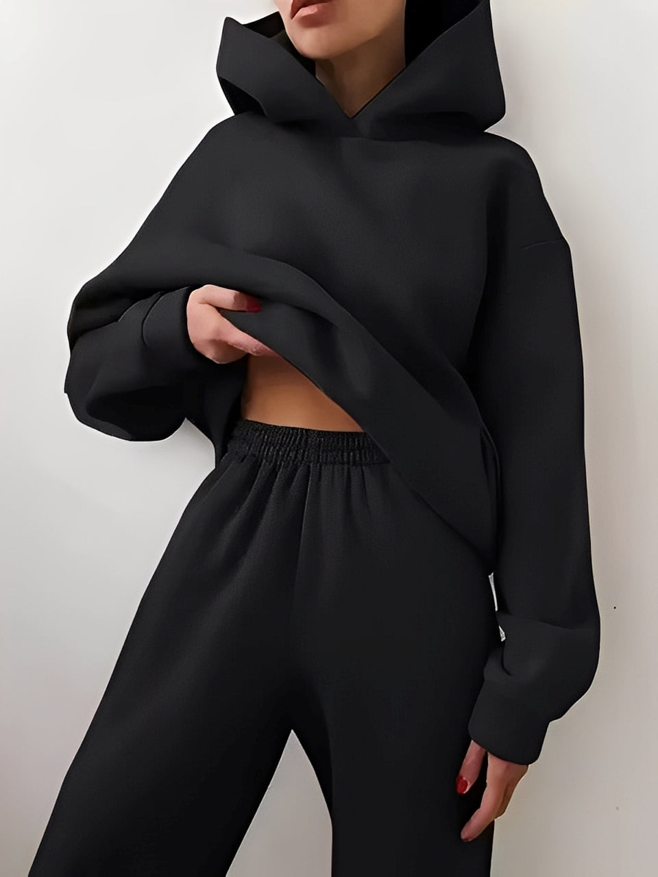 Adelia – Einfarvet Hoodie-Sæt