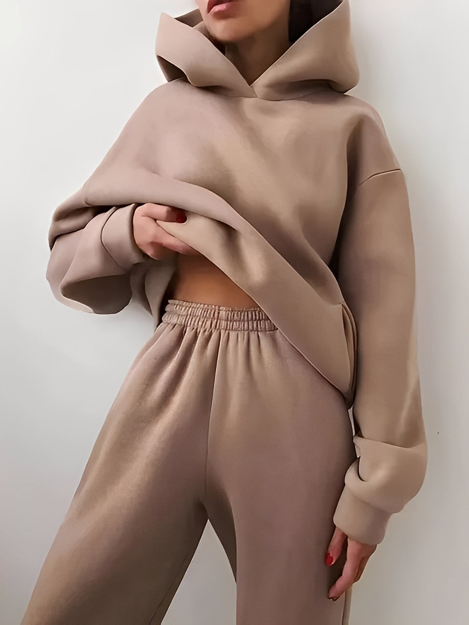 Adelia – Einfarvet Hoodie-Sæt