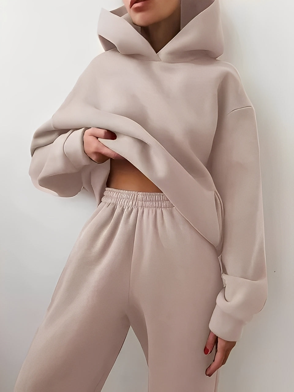 Adelia – Einfarvet Hoodie-Sæt