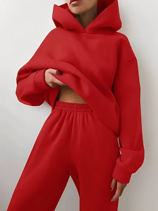 Adelia – Einfarvet Hoodie-Sæt