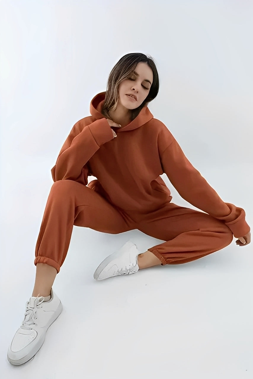 Adelia – Einfarvet Hoodie-Sæt