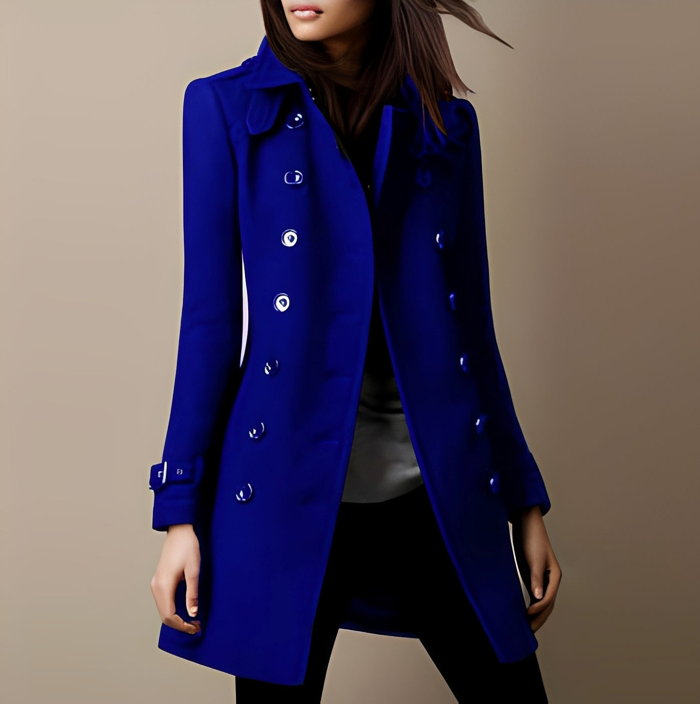 Aryana - Stilfuld dobbeltbrystet uldfrakke til damer