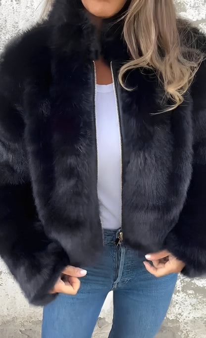 Amanda - Moderne plyssfrakke til damer