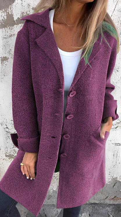 Meridith - Stilfuld lang frakke med reverskrave til damer