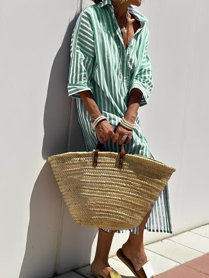 Amélie - Stribet klassisk kjole til kvinder