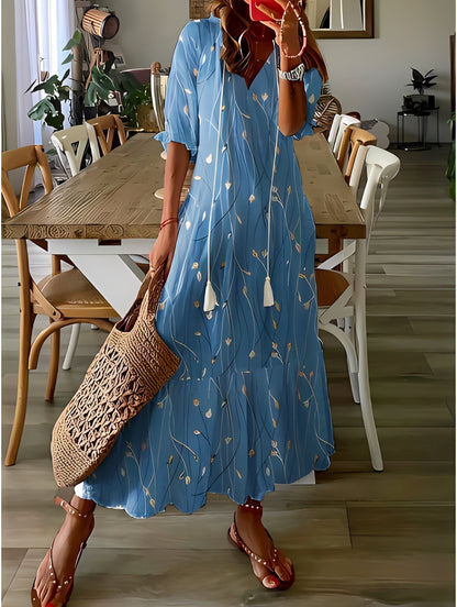 Domitille - Elegant kjole med V-hals til kvinder