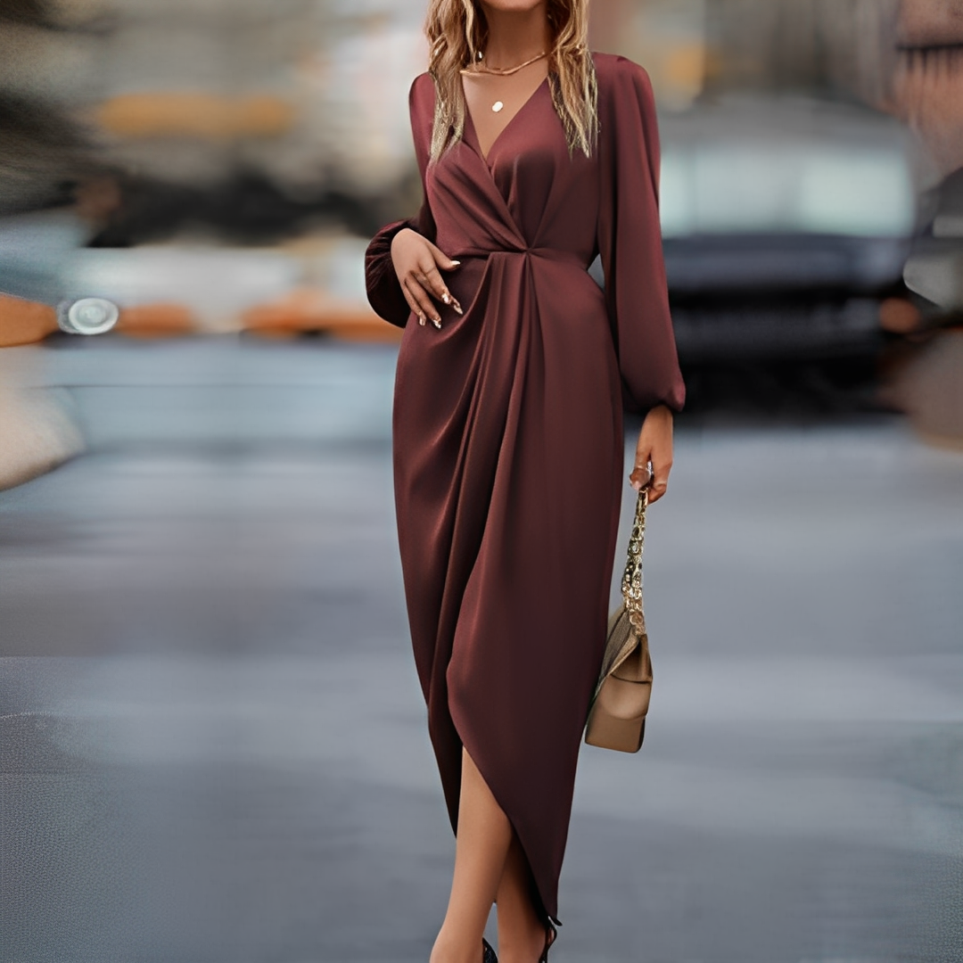 Camélian - Elegant kjole med lange ærmer til kvinder