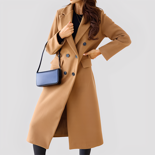 Jasmin - Elegant dobbeltradet lang frakke til damer