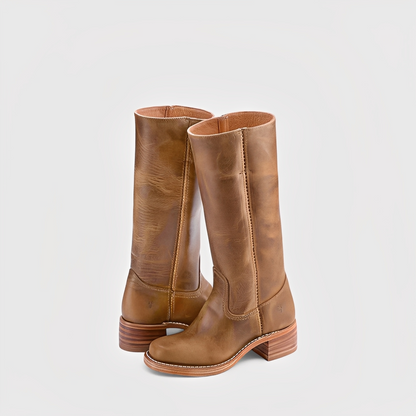 Lauryne - Læderstøvler med høje hæle til kvinder