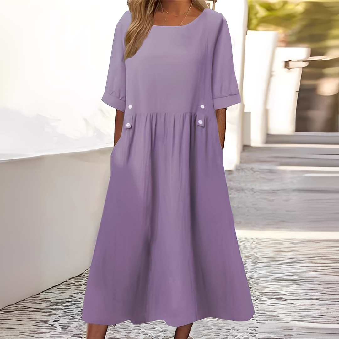 Sylvette - Bomuldskjole til kvinder med rund halsudskæring