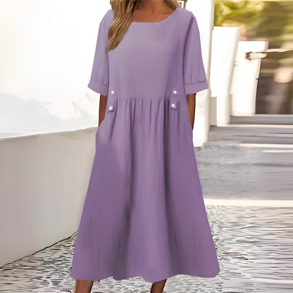 Sylvette - Bomuldskjole til kvinder med rund halsudskæring