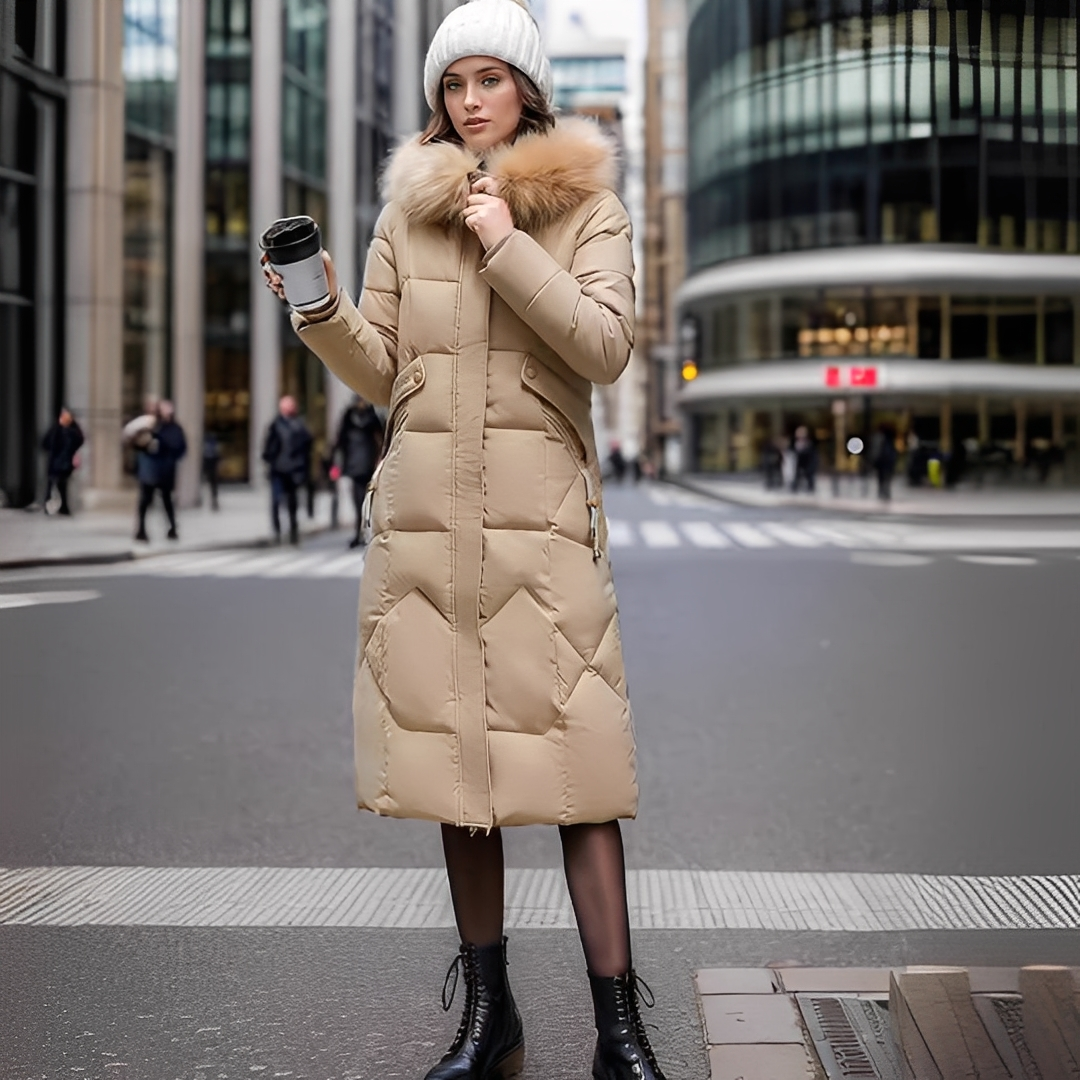 Marcellette - Vatteret vinterfrakke med hætte til kvinder