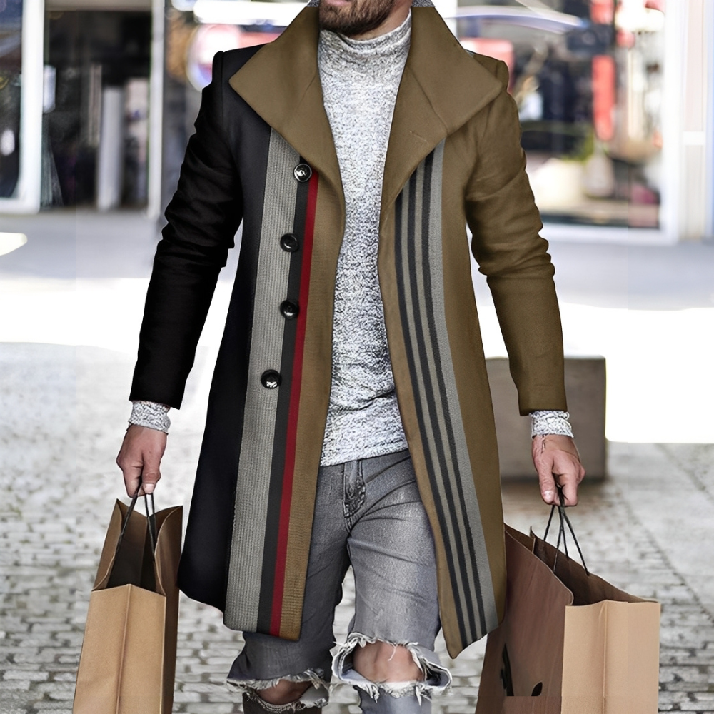 Terry - Stilfuld uldfrakke med ternet mønster til herrer