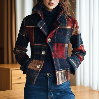 Aubriana - Retro-ternet jakke med ståkrave til damer