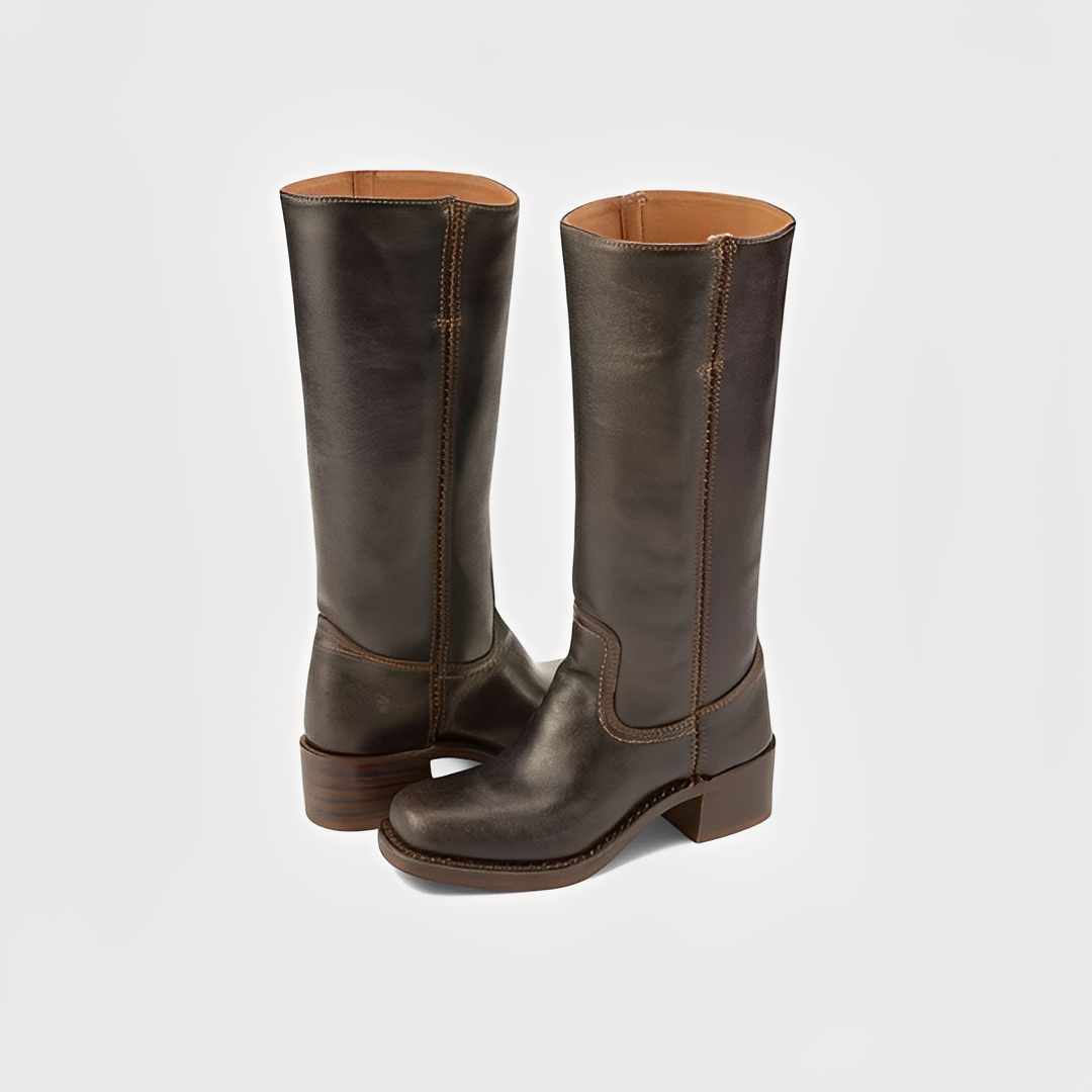 Lauryne - Læderstøvler med høje hæle til kvinder