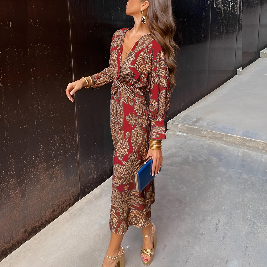 Louna - Elegant kjole med V-hals til kvinder