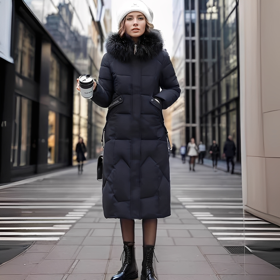 Marcellette - Vatteret vinterfrakke med hætte til kvinder