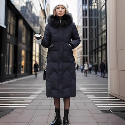 Marcellette - Vatteret vinterfrakke med hætte til kvinder