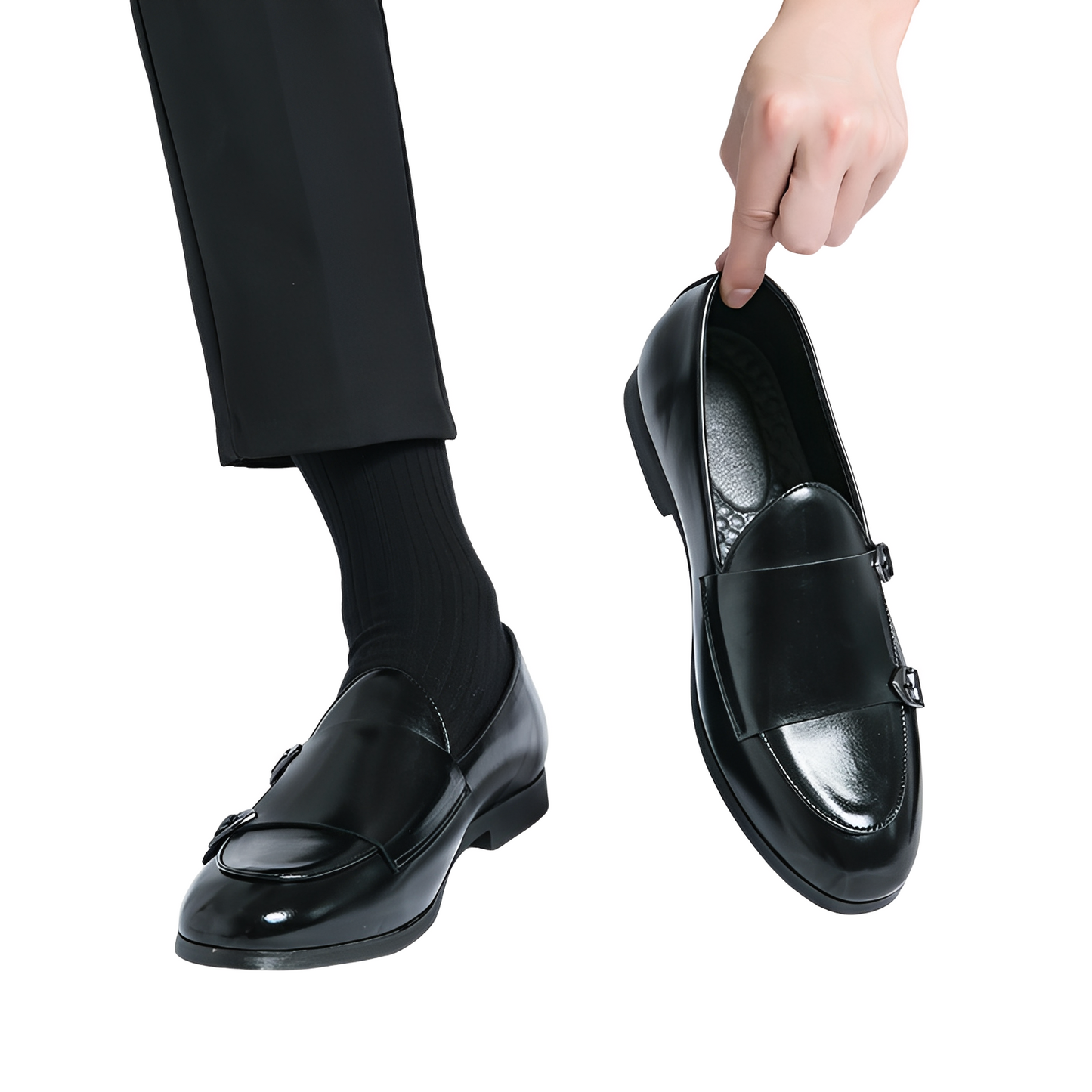 Bryan - Formelle herresko af læder med dobbelt spænde