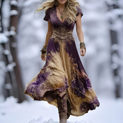 Almaris – Lang elegant blomsterkjole til kvinder