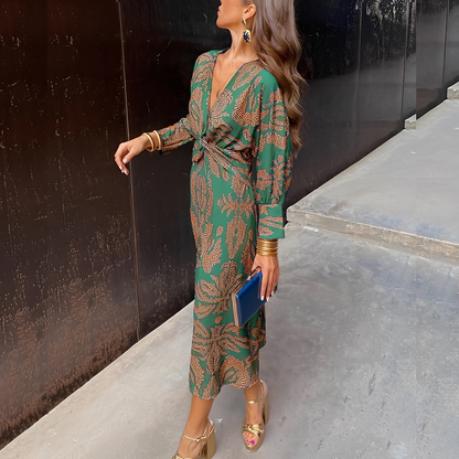 Louna - Elegant kjole med V-hals til kvinder