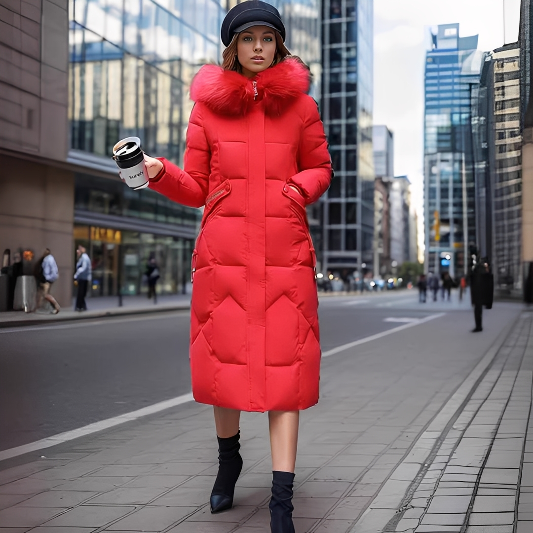 Marcellette - Vatteret vinterfrakke med hætte til kvinder