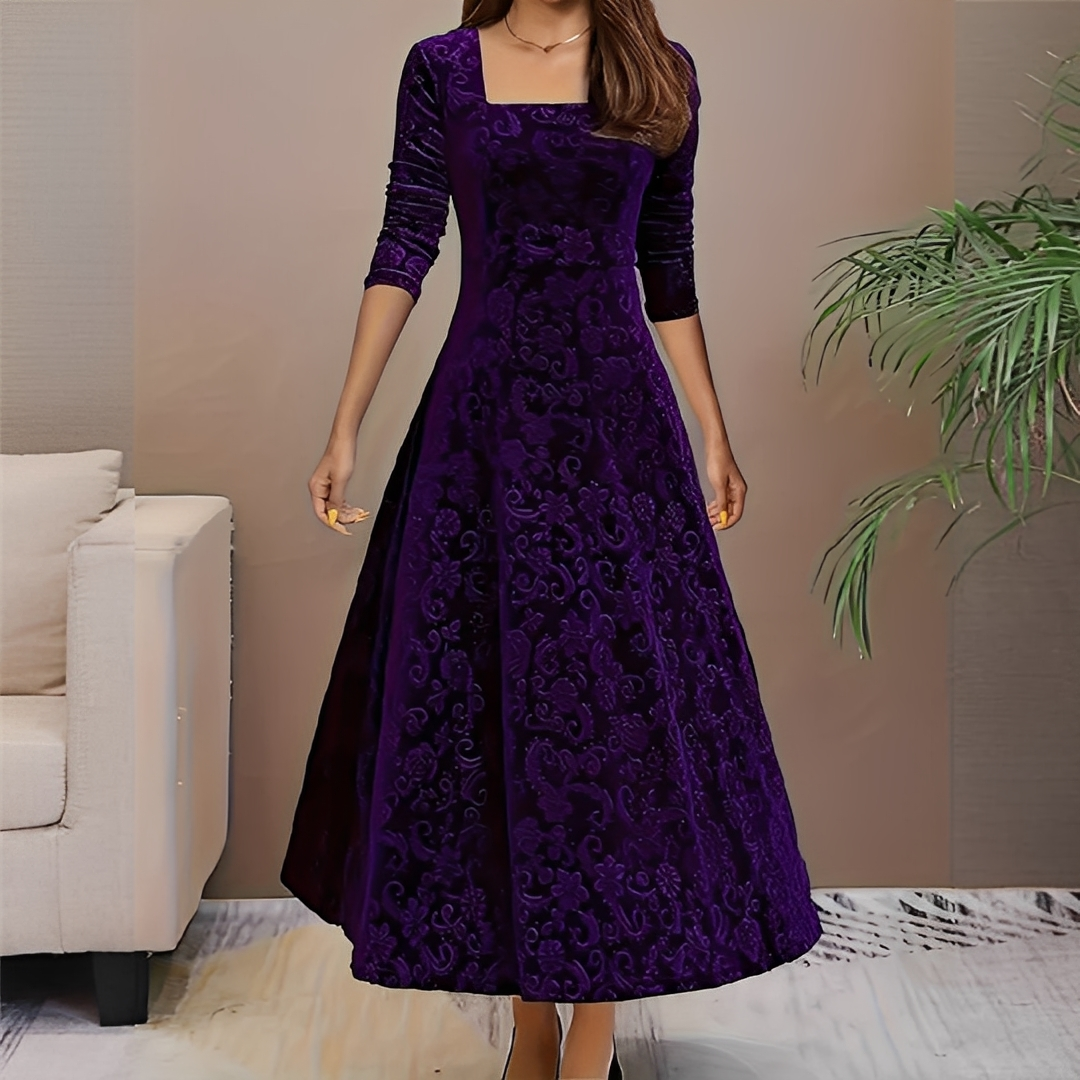 Malvina - Elegant kjole med firkantet halsudskæring til kvinder