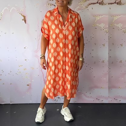 Xandra - Løs elegant kjole i gran til kvinder