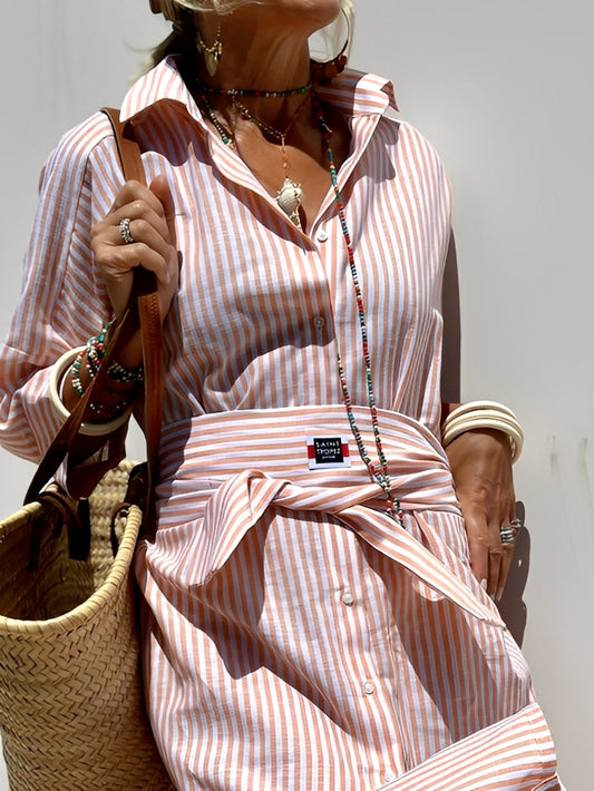 Christel - Lang polokjole med striber til kvinder