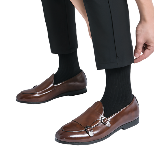 Bryan - Formelle herresko af læder med dobbelt spænde
