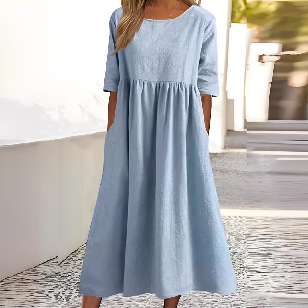 Sylvette - Bomuldskjole til kvinder med rund halsudskæring