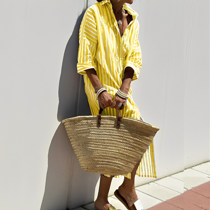 Paulette - Stribet klassisk skjortekjole til kvinder