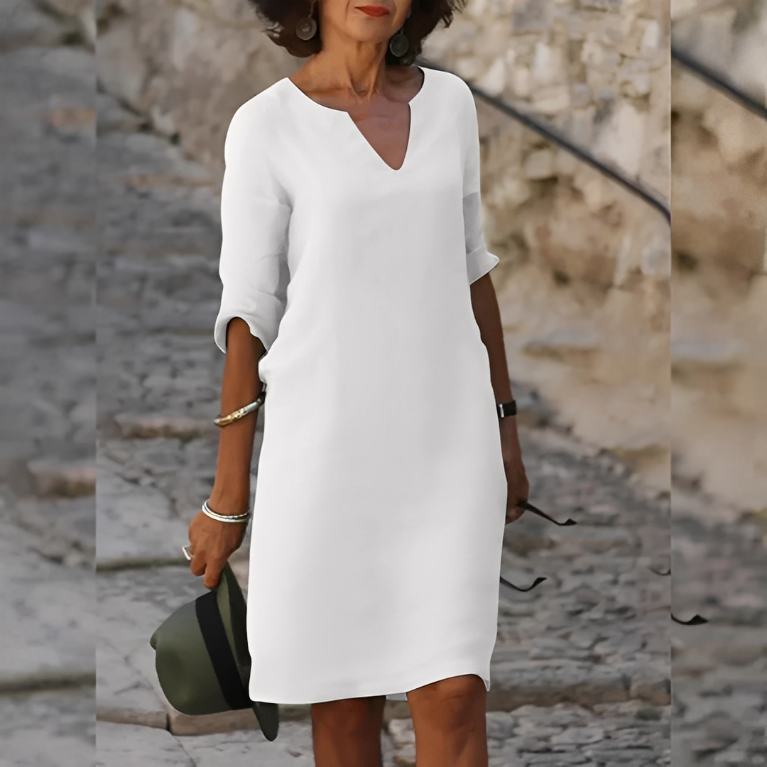 Guilaine - Elegant kjole med V-hals til kvinder