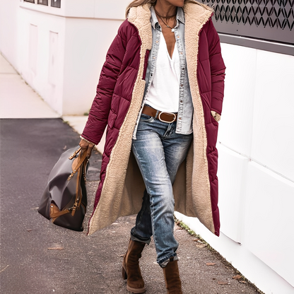 Nadège - Lang vatteret vinterfrakke med hætte til kvinder