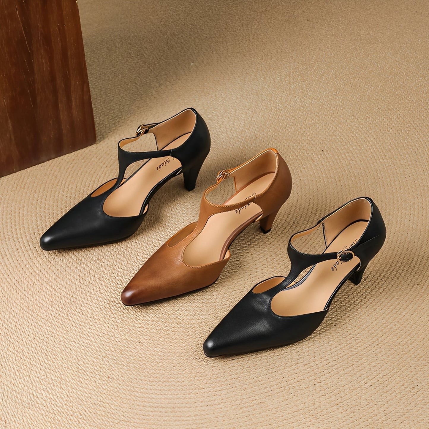 Sophie - Afslappede lædersko med T-formet rem til damer