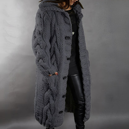 Arielle - Stilfuld, løst siddende lang uldcardigan til damer