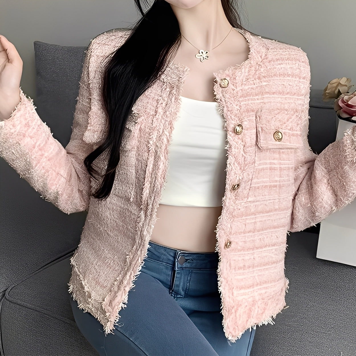 Rexanne - Moderne kort jakke med lommer til damer