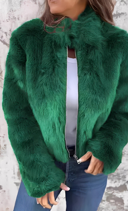 Amanda - Moderne plyssfrakke til damer