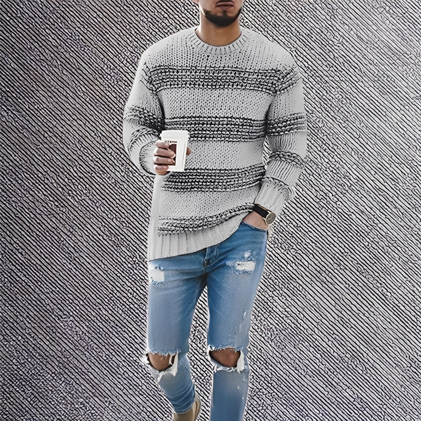 Kenzo - Stribet blød sweater til mænd