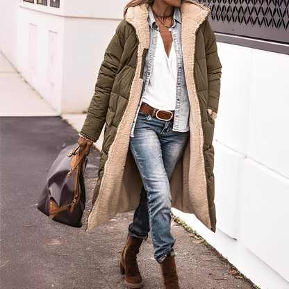 Nadège - Lang vatteret vinterfrakke med hætte til kvinder